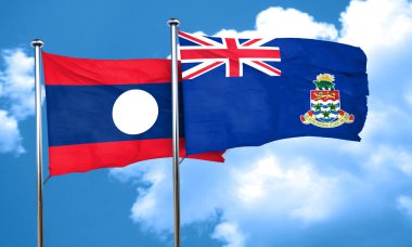 Laos bayrağı ile Cayman Adaları bayrağı, 3d render