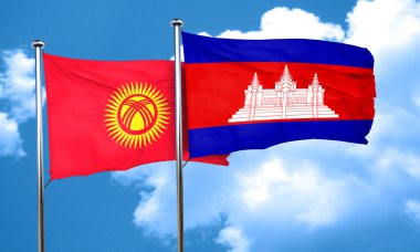 Kırgızistan bayrağı Kamboçya bayrağı, 3d render ile