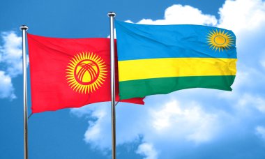 Kırgızistan bayrağı ile Ruanda bayrak, 3d render