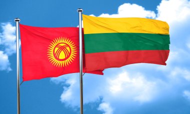 Kırgızistan bayrağı Litvanya bayrağı, 3d render ile