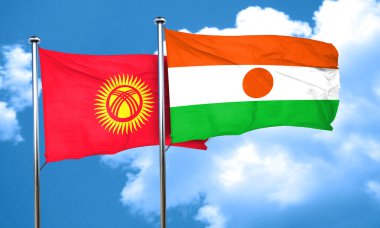 Kırgızistan bayrağı Nijer bayrak, 3d render ile