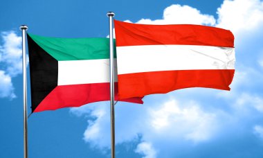 Kuveyt bayrağı ile Avusturya bayrağı, 3d render