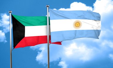 Kuveyt bayrağı Arjantin bayrağı, 3d render ile