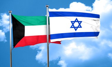 Kuveyt bayrağı İsrail bayrağı, 3d render ile