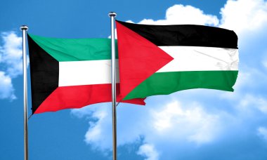 Kuveyt bayrağı Palestine bayrak, 3d render ile
