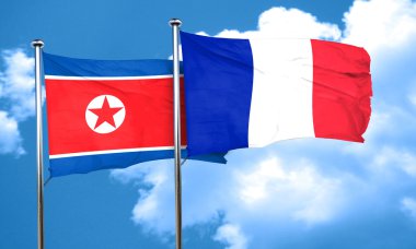 Fransa bayrağı, 3d render ile Kuzey Kore bayrağı