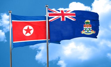 Cayman Adaları bayrağı, 3d render ile Kuzey Kore bayrağı