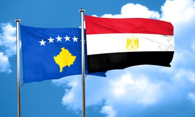 Mısır bayrak, 3d render ile Kosova bayrağı