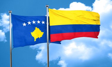 Kolombiya bayrak, 3d render ile Kosova bayrağı