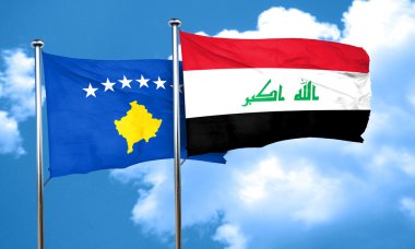 Irak bayrağı, 3d render ile Kosova bayrağı