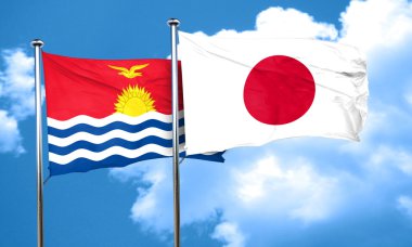 Kiribati bayrak Japonya bayrağı, 3d render ile