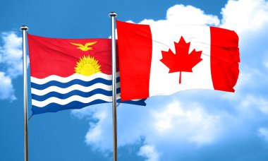 Kiribati bayrak Kanada bayrağı, 3d render ile