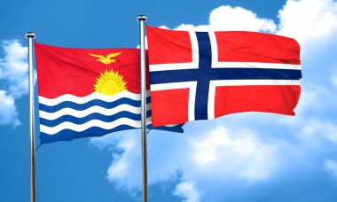 Kiribati bayrak Norveç bayrağı, 3d render ile