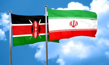 Kenya bayrağı Iran bayrağı, 3d render ile