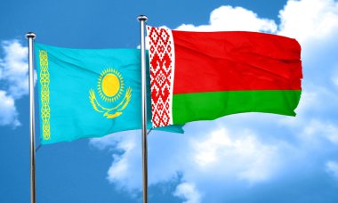 Beyaz Rusya bayrağı, 3d render ile Kazakistan bayrağı