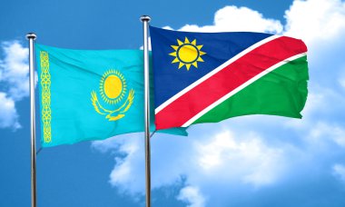 Namibya bayrak, 3d render ile Kazakistan bayrağı