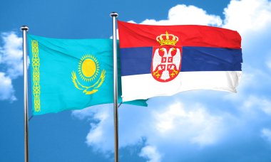 Sırbistan bayrağı, 3d render ile Kazakistan bayrağı