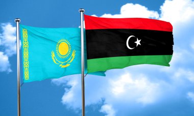 Libya bayrağı, 3d render ile Kazakistan bayrağı