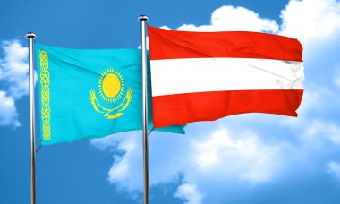 Avusturya bayrağı, 3d render ile Kazakistan bayrağı