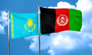 Afganistan bayrağı, 3d render ile Kazakistan bayrağı