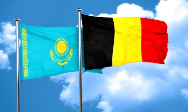 Belçika bayrağı, 3d render ile Kazakistan bayrağı
