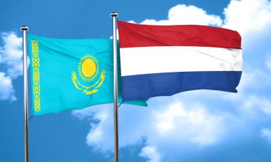 Hollanda bayrağı, 3d render ile Kazakistan bayrağı