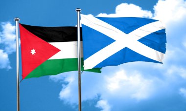 Jordan bayrak İskoçya bayrağı, 3d render ile