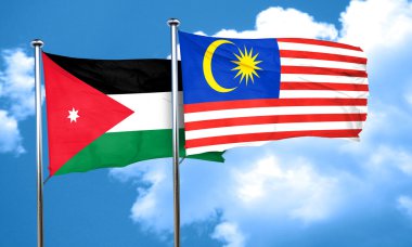 Jordan bayrak Malezya bayrağı, 3d render ile