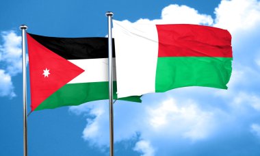 Jordan bayrak Madagaskar bayrağı, 3d render ile