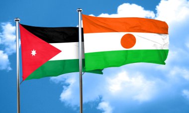 Jordan bayrak Nijer bayrak, 3d render ile