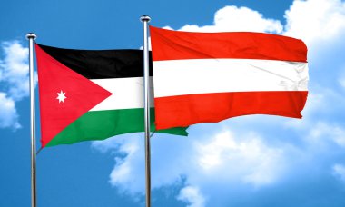 Jordan bayrak Avusturya bayrağı, 3d render ile