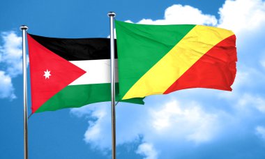 Jordan bayrak Kongo bayrak, 3d render ile