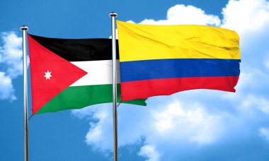 Jordan bayrak Kolombiya bayrak, 3d render ile