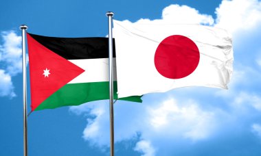 Jordan bayrak Japonya bayrağı, 3d render ile