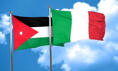 Jordan bayrağı İtalya bayrağı, 3d render ile