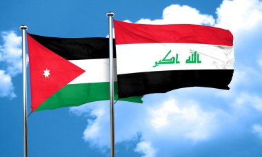 Jordan bayrak Irak bayrağı, 3d render ile