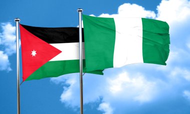 Jordan bayrak Nijerya bayrak, 3d render ile