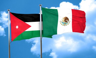 Jordan bayrak Meksika bayrağı, 3d render ile