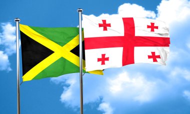 Jamaika bayrağını Georgia bayrak, 3d render ile