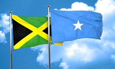 Jamaika bayrağını Somali bayrağı, 3d render ile