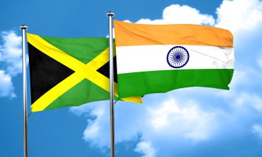 Jamaika bayrağını Hindistan bayrağı, 3d render ile
