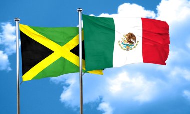 Jamaika bayrağını Meksika bayrağı, 3d render ile