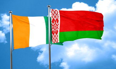 Fildişi Sahili bayrağı ile Beyaz Rusya bayrağı, 3d render