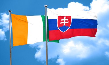 Fildişi Sahili bayrağı ile Slovakya bayrağı, 3d render