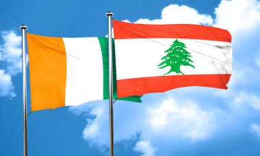 Fildişi Sahili bayrağı Lübnan bayrağı, 3d render ile