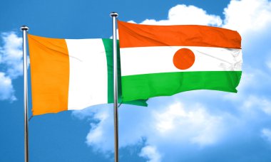 Fildişi Sahili bayrağı Nijer bayrak, 3d render ile