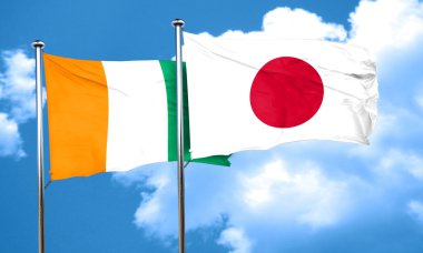 Fildişi Sahili bayrağı Japonya bayrağı, 3d render ile