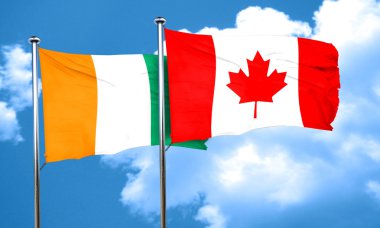 Fildişi Sahili bayrağı Kanada bayrağı, 3d render ile