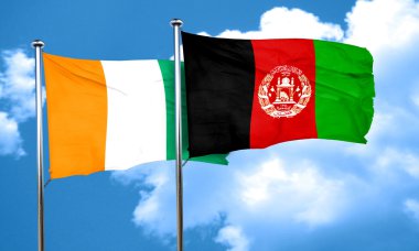 Fildişi Sahili bayrağı Afganistan bayrağı, 3d render ile