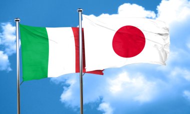 Japonya bayrağı, 3d render ile İtalya bayrağı